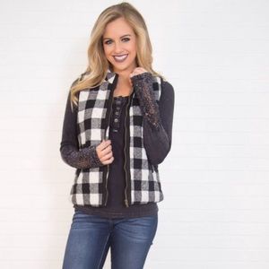 SALE***Black & White Plaid Vest NWOT